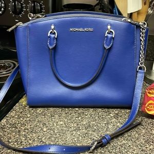 Michael Kors royal blue leather purse.  Mid sized.